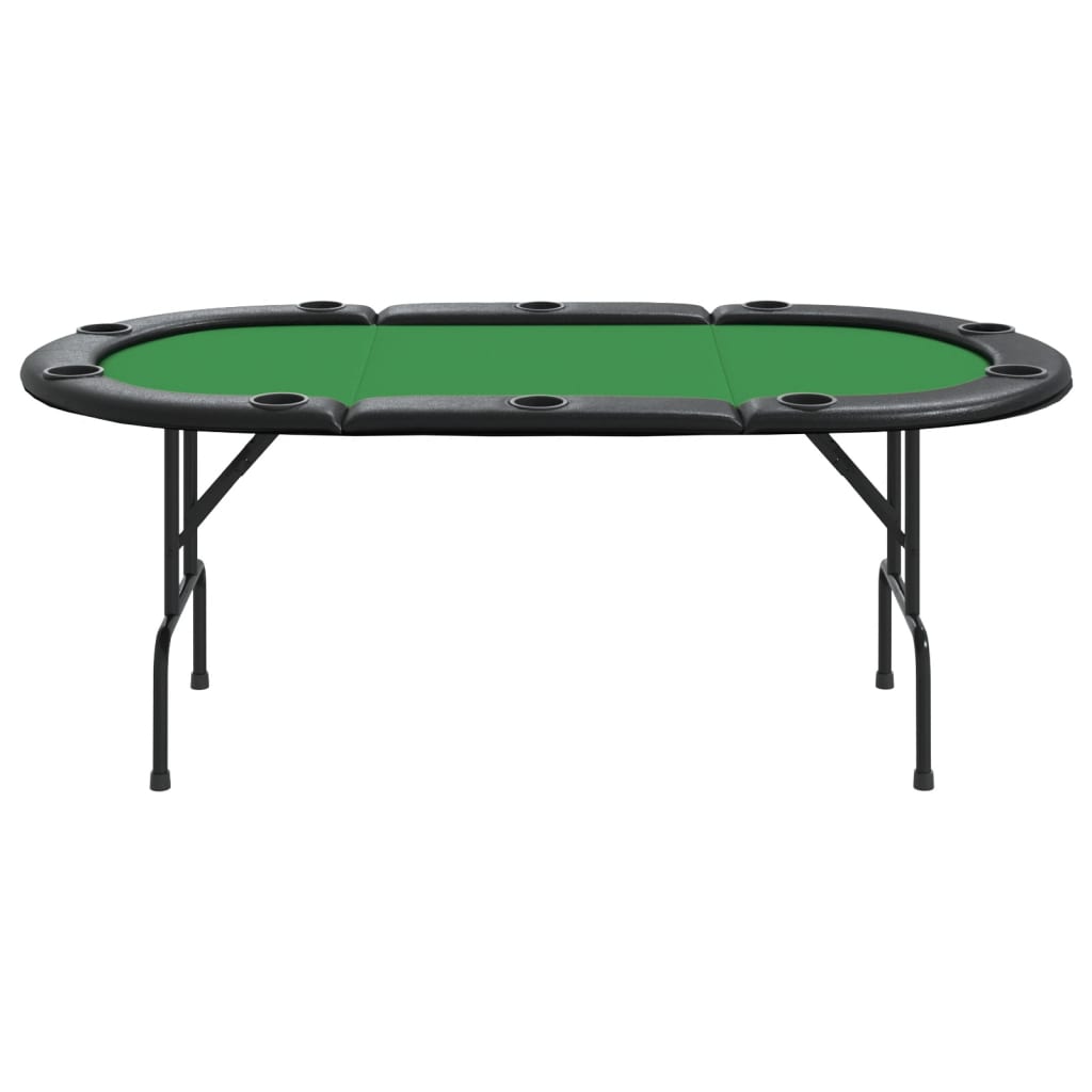 10-Player Folding Poker Table Green 207x106x76 cm