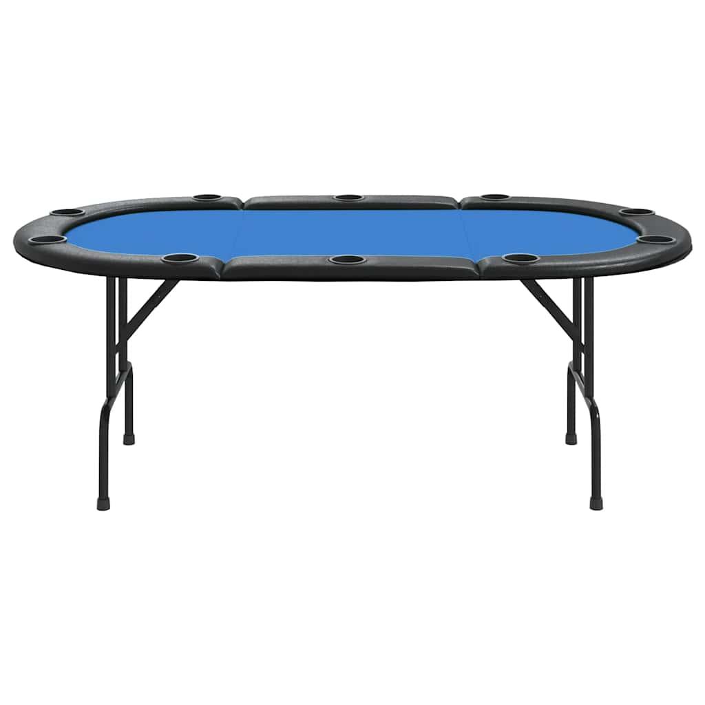 10-Player Folding Poker Table Blue 207x106x76 cm