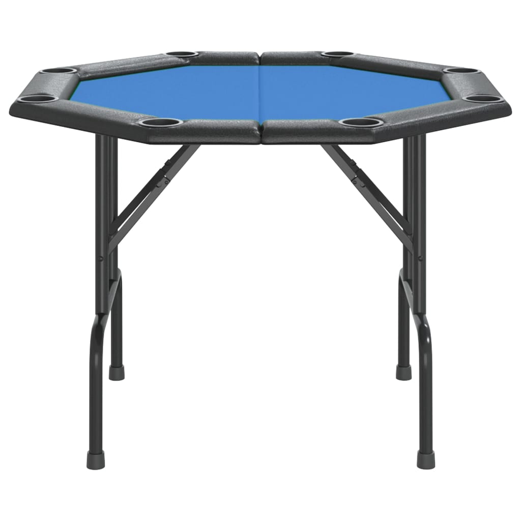 8-Player Folding Poker Table Blue 108x108x75 cm