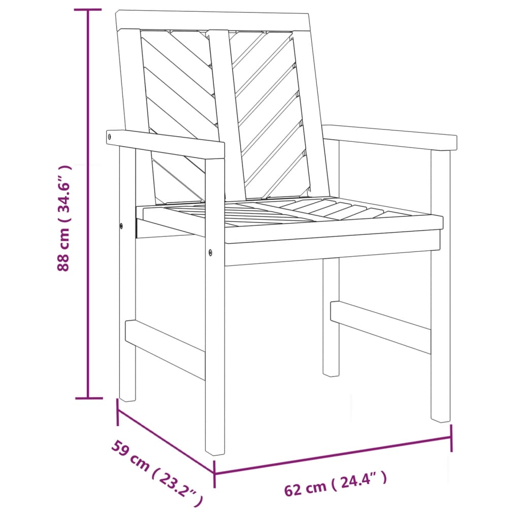 Garden Dining Chairs 3 pcs Solid Wood Acacia