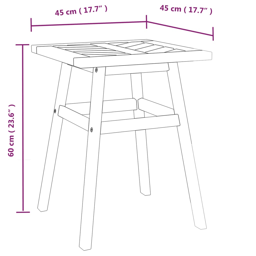 Side Table 45x45x60 cm Solid Wood Acacia