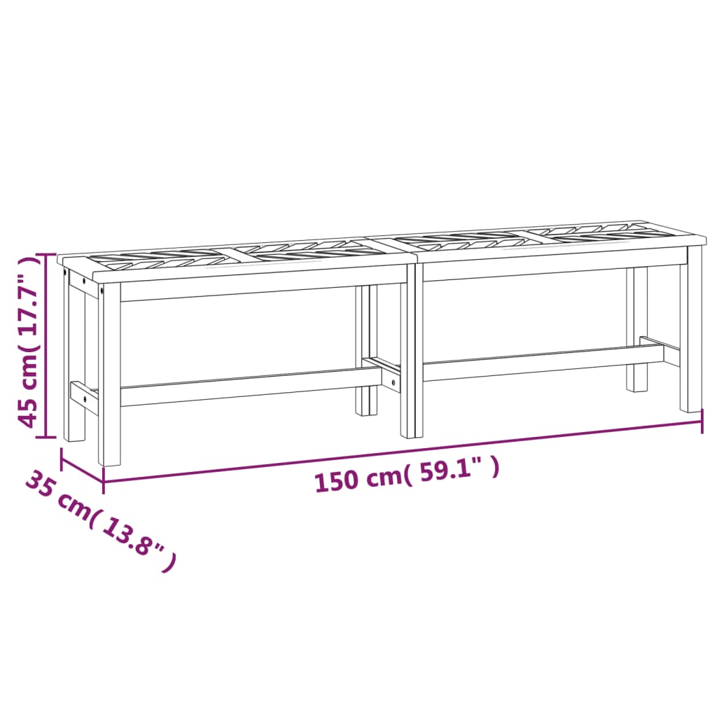 Garden Bench 150 cm Solid Wood Acacia