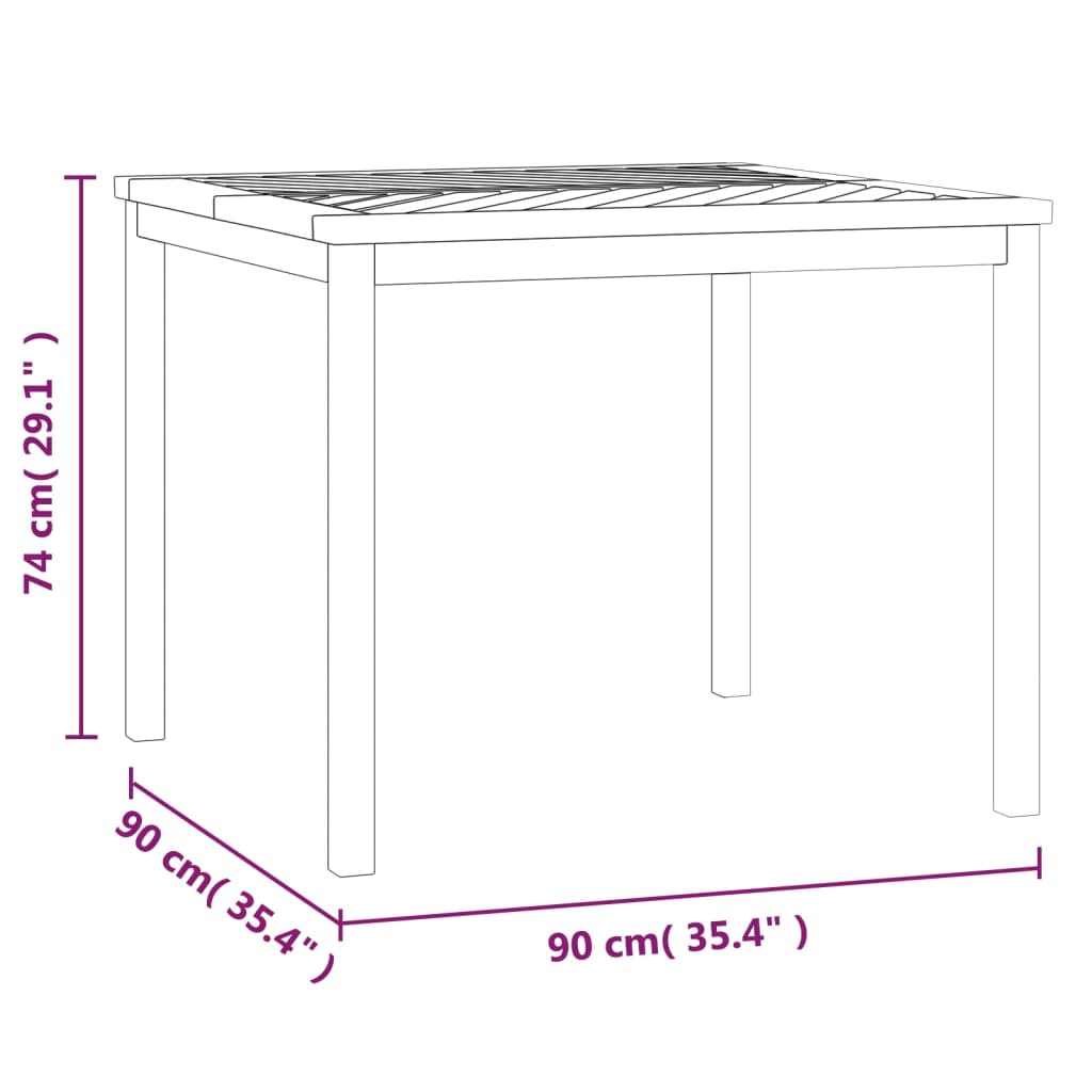 Garden Dining Table 90x90x74 cm Solid Wood Acacia