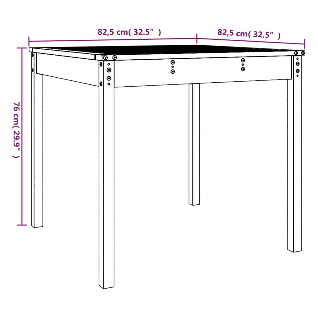 Garden Table White 82.5x82.5x76 cm Solid Wood Pine