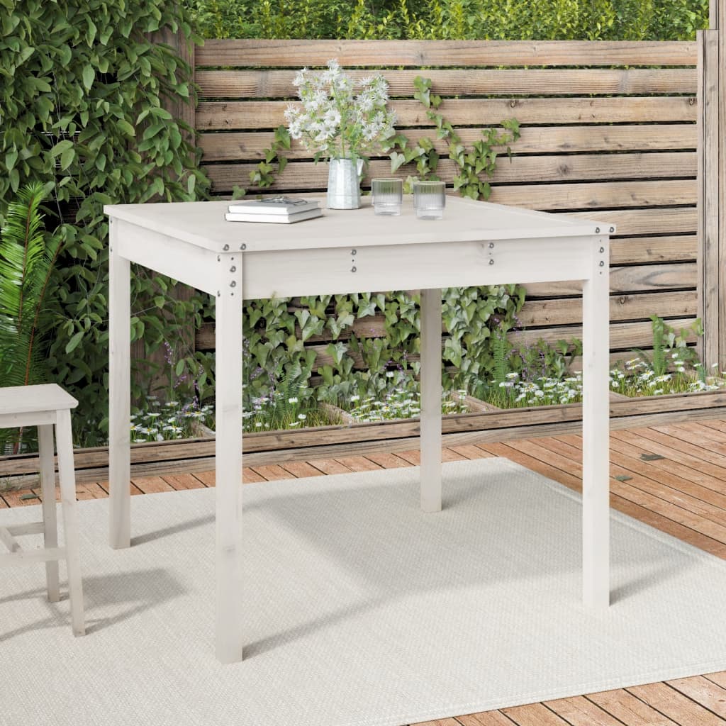 Garden Table White 82.5x82.5x76 cm Solid Wood Pine