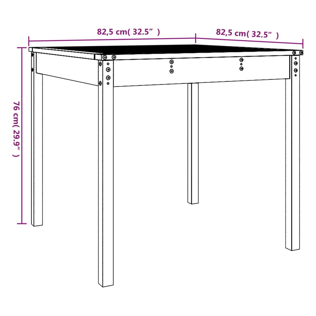 Garden Table Grey 82.5x82.5x76 cm Solid Wood Pine