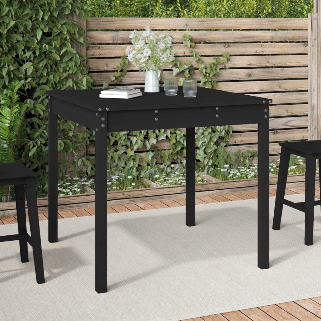 Garden Table Black 82.5x82.5x76 cm Solid Wood Pine