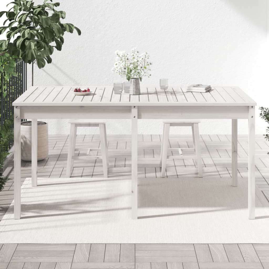 Garden Table White 159.5x82.5x76 cm Solid Wood Pine