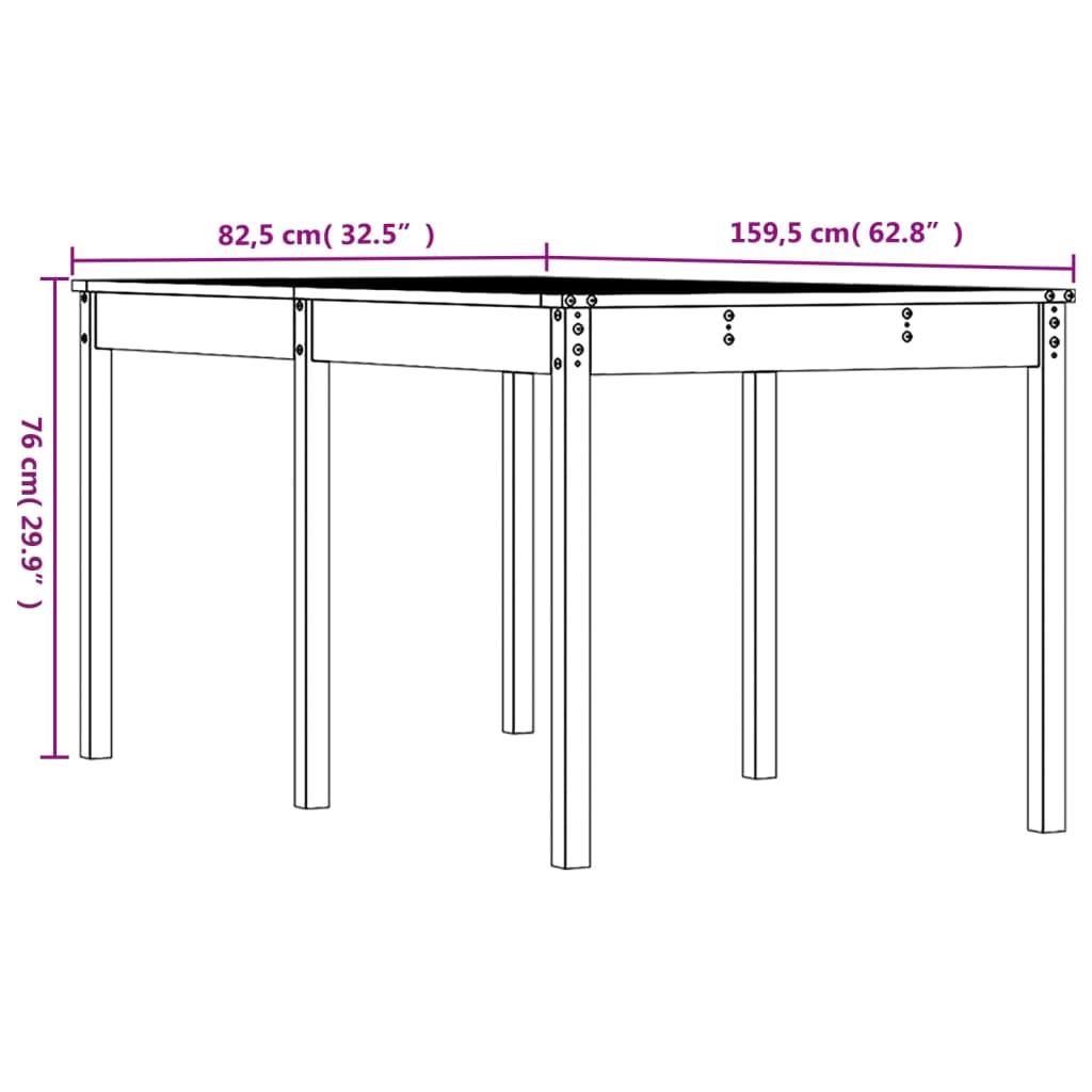 Garden Table White 159.5x82.5x76 cm Solid Wood Pine