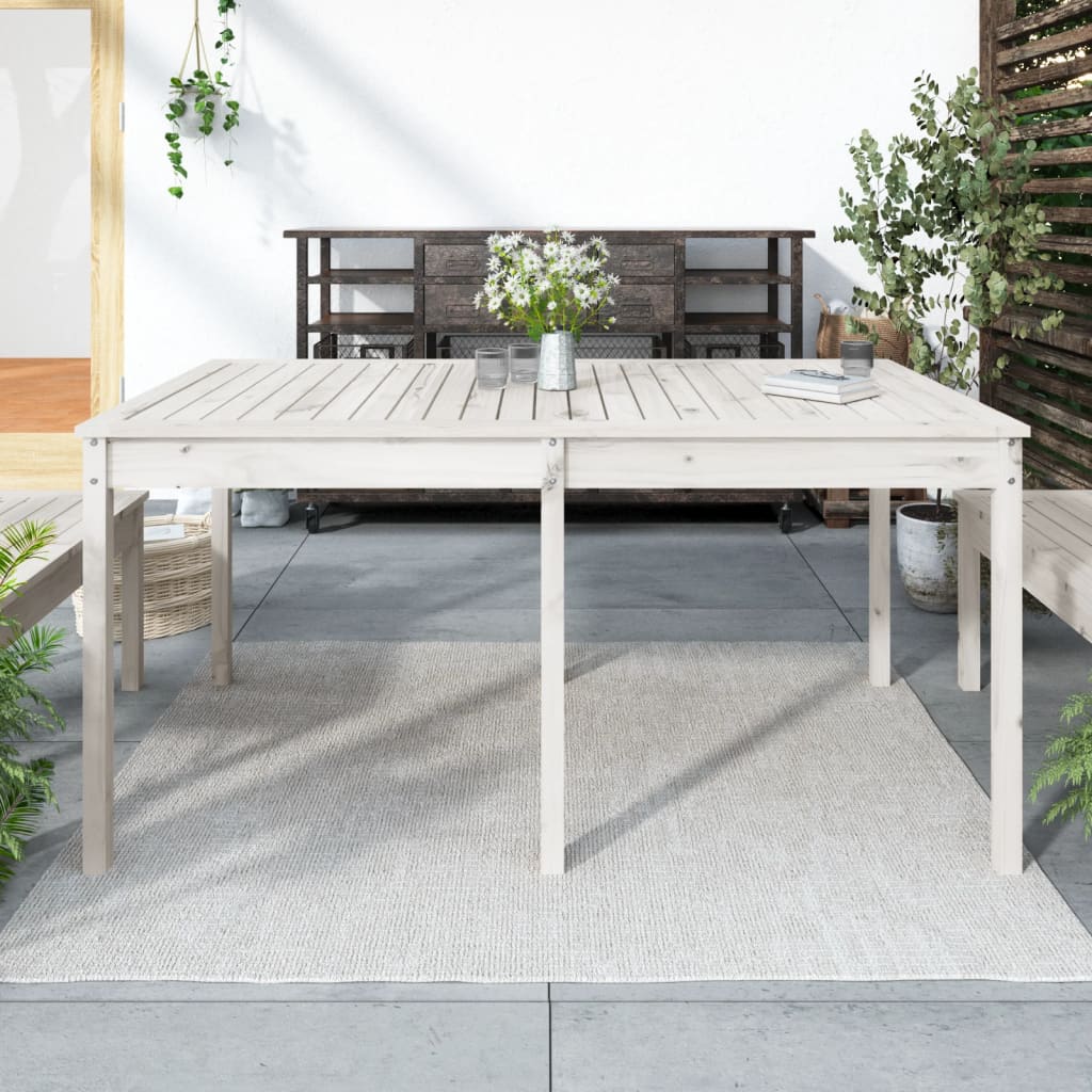 Garden Table White 159.5x82.5x76 cm Solid Wood Pine