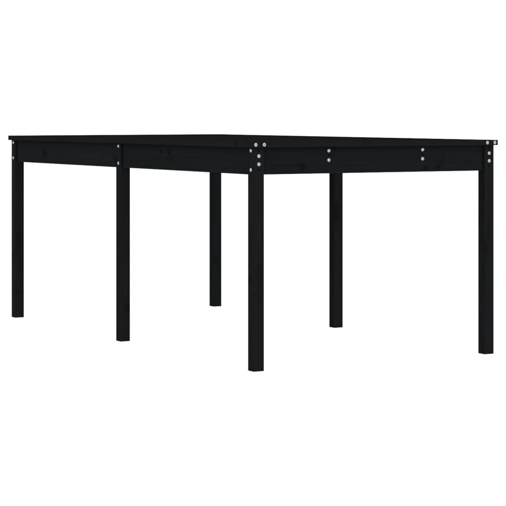 Garden Table Black 203.5x100x76 cm Solid Wood Pine