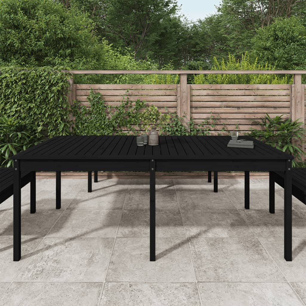 Garden Table Black 203.5x100x76 cm Solid Wood Pine