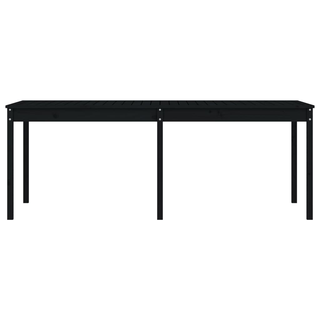 Garden Table Black 203.5x100x76 cm Solid Wood Pine