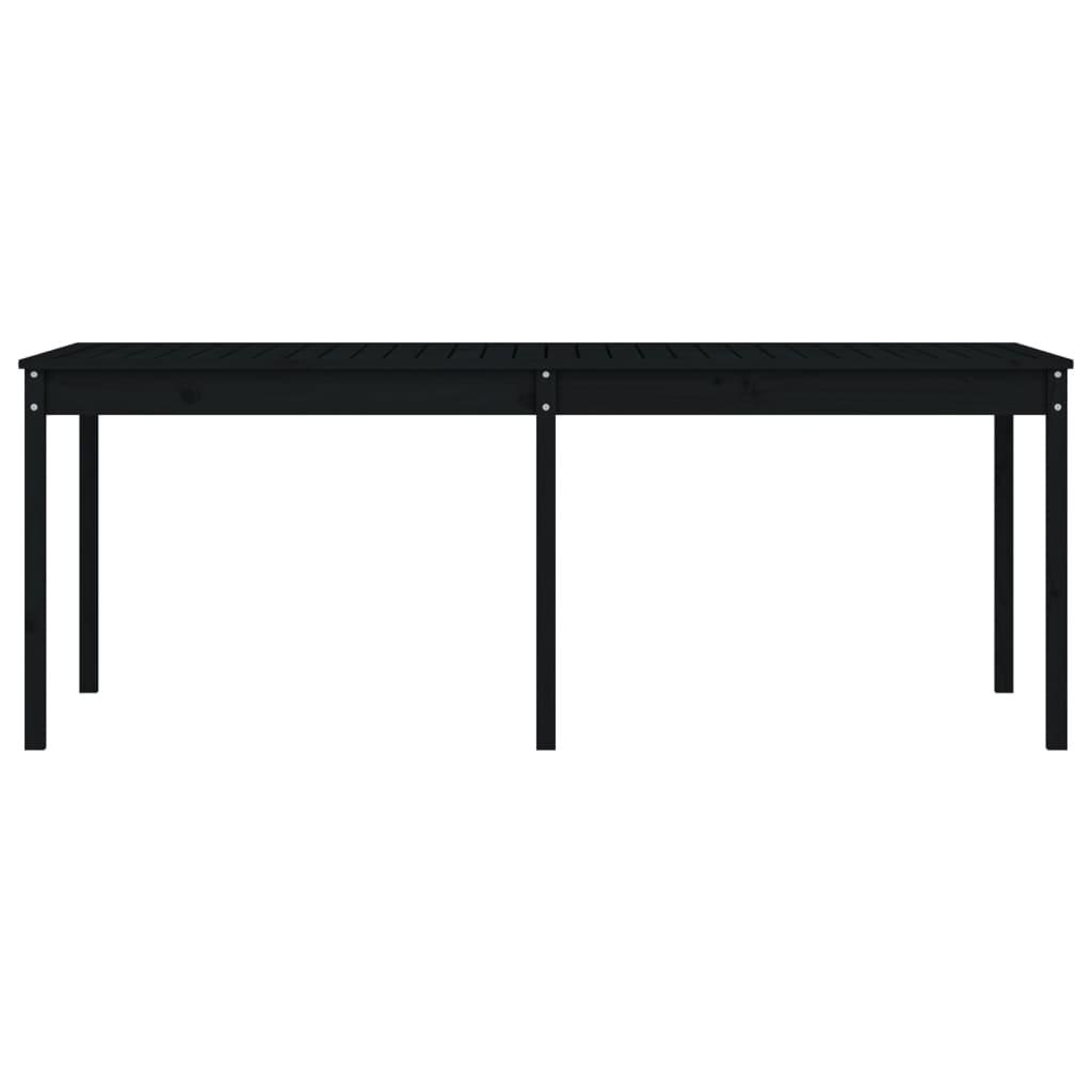 Garden Table Black 203.5x100x76 cm Solid Wood Pine