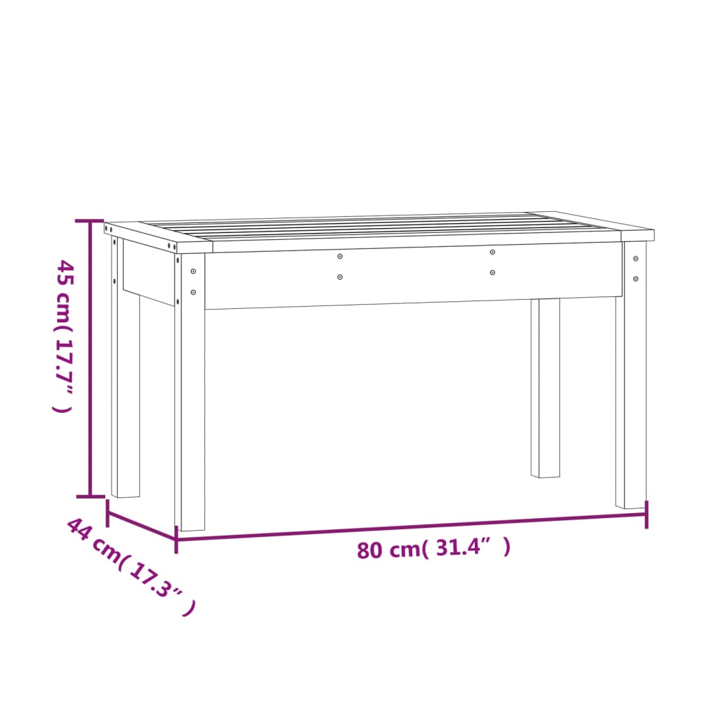 Garden Bench Black 80x44x45 cm Solid Wood Pine