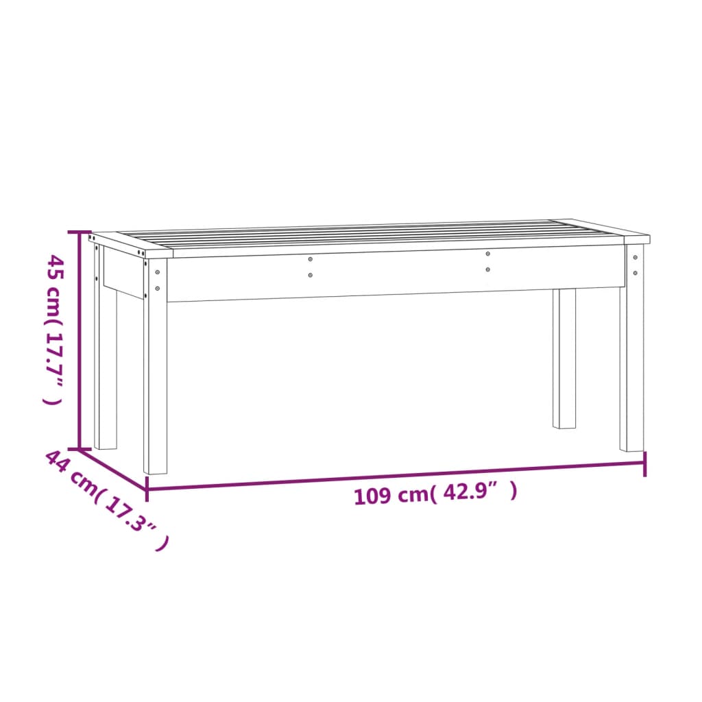 Garden Bench Grey 109x44x45 cm Solid Wood Pine