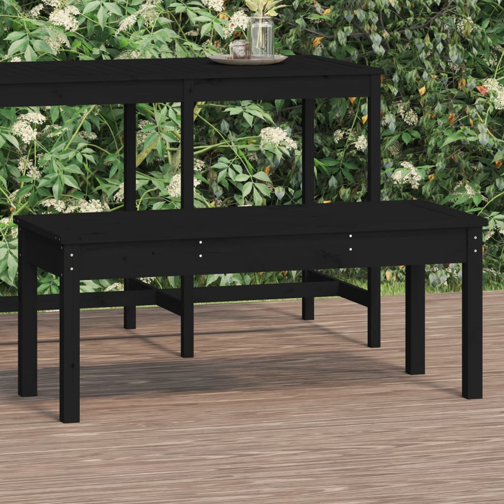 Garden Bench Black 109x44x45 cm Solid Wood Pine