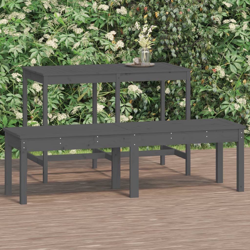 2-Seater Garden Bench Grey 159.5x44x45 cm Solid Wood Pine