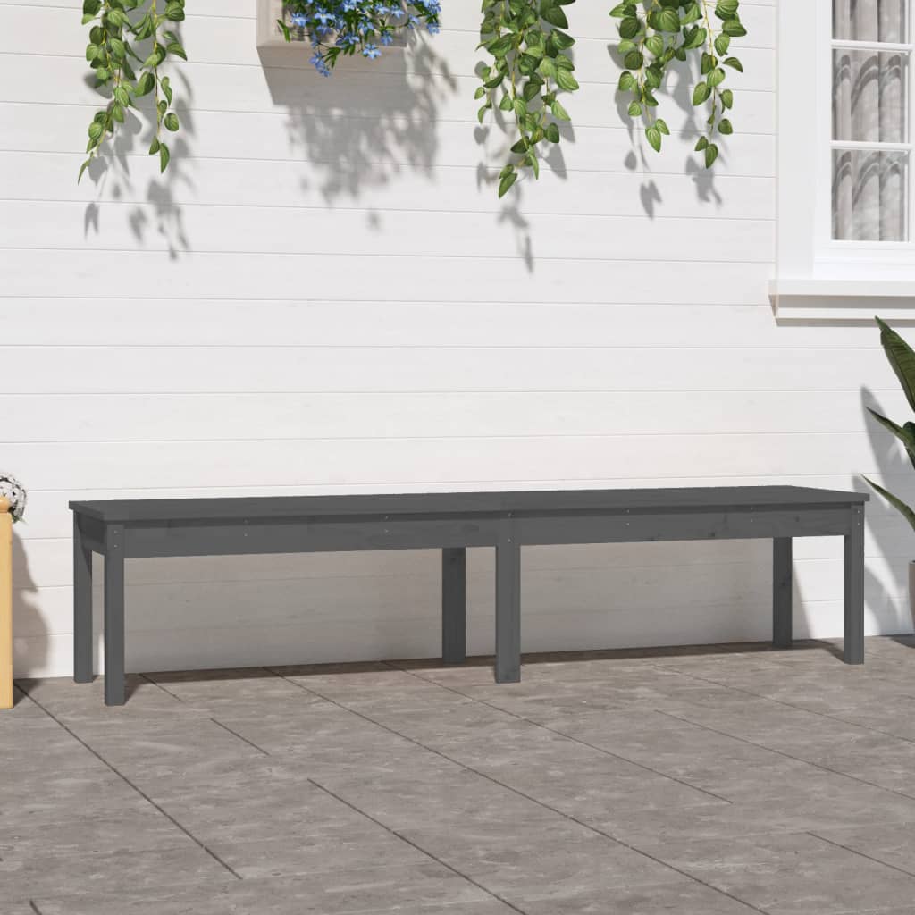 2-Seater Garden Bench Grey 203.5x44x45 cm Solid Wood Pine