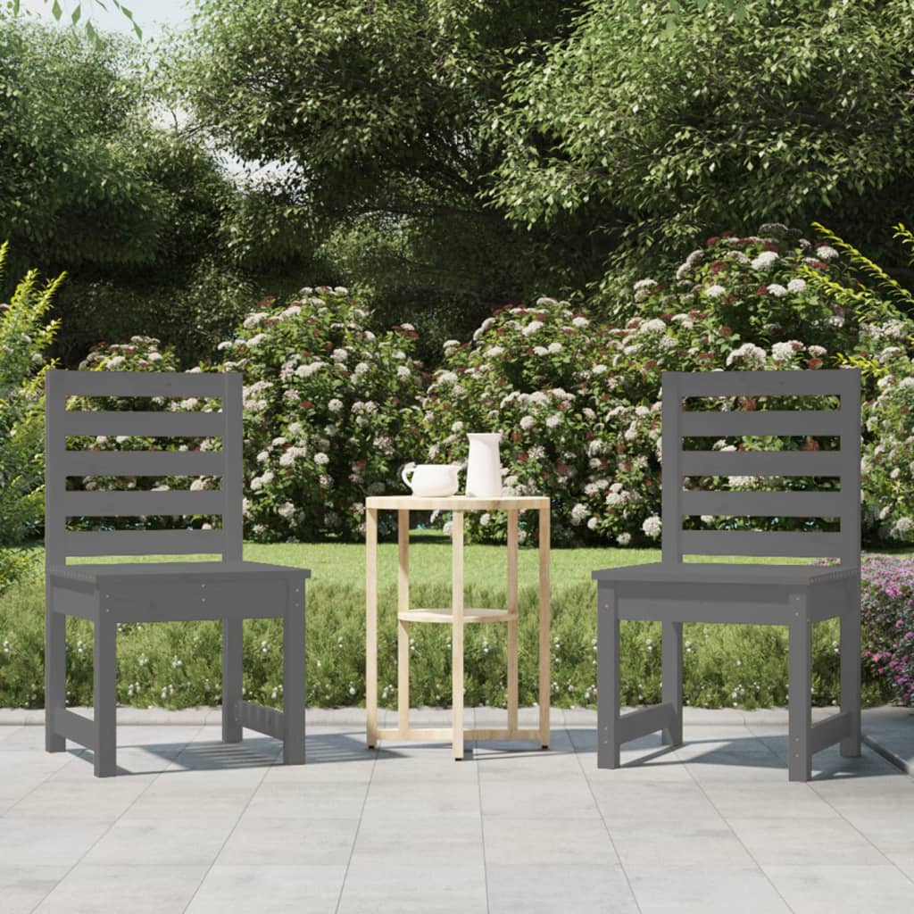 Garden Chairs 2 pcs Grey 50x48x91.5 cm Solid Wood Pine