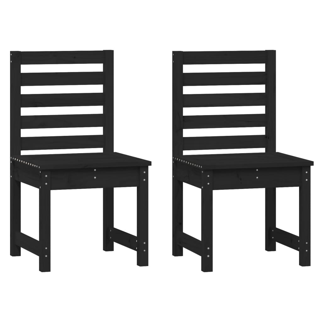 Garden Chairs 2 pcs Black 50x48x91.5 cm Solid Wood Pine