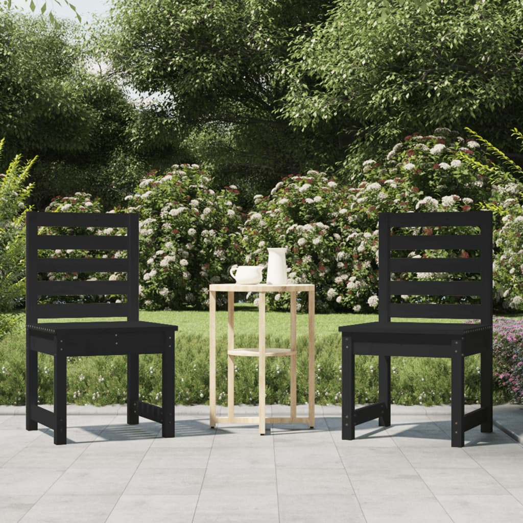 Garden Chairs 2 pcs Black 50x48x91.5 cm Solid Wood Pine