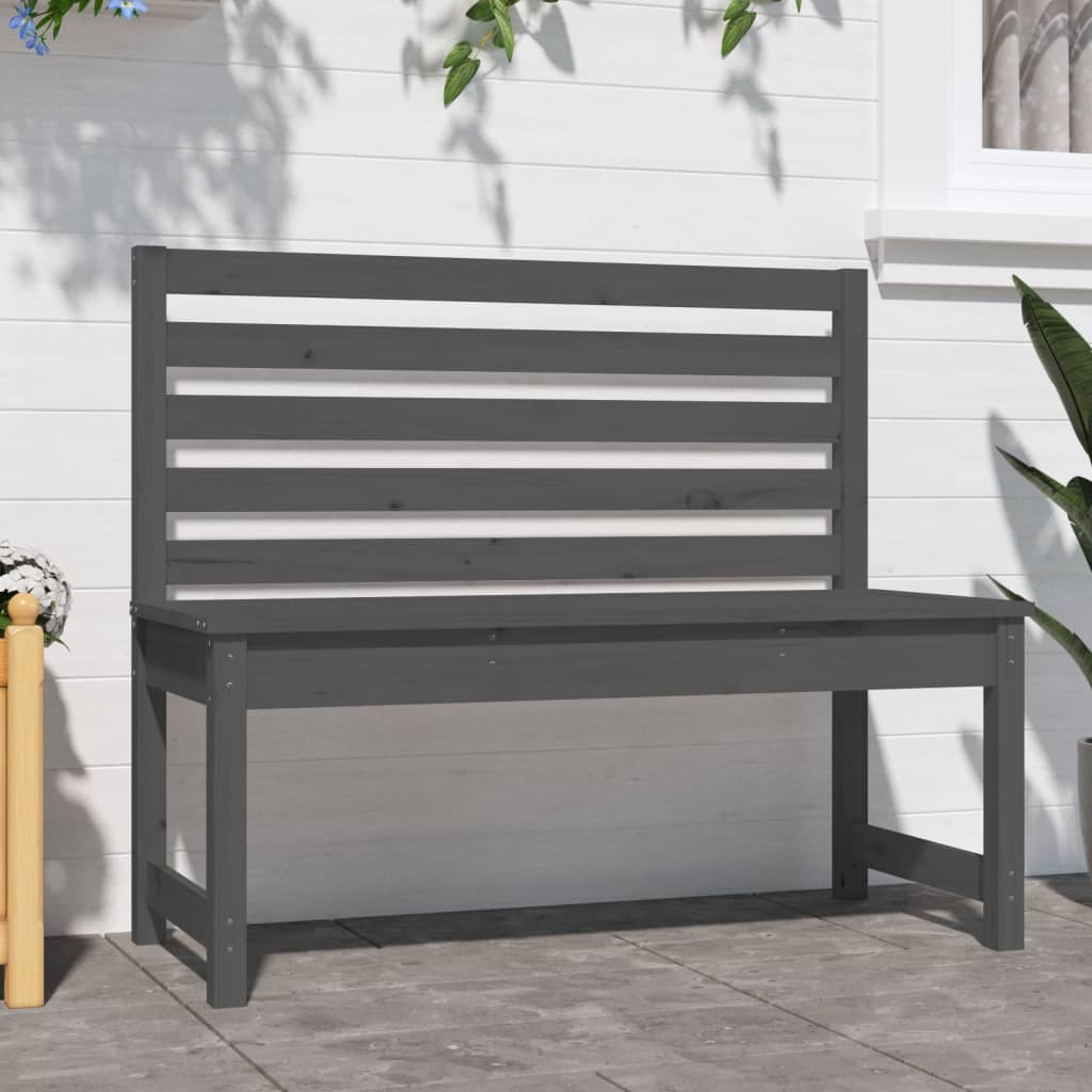 Garden Bench Grey 109 cm Solid Wood Pine