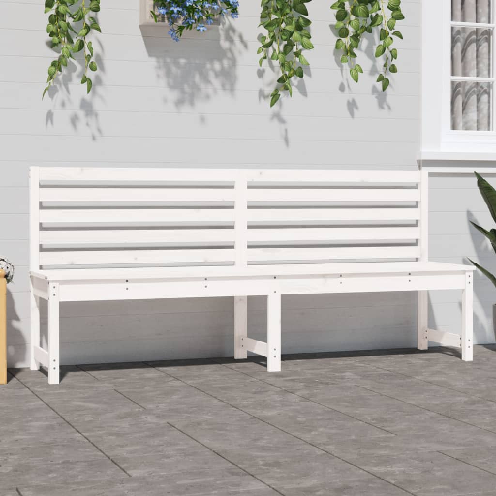 Garden Bench White 201.5 cm Solid Wood Pine