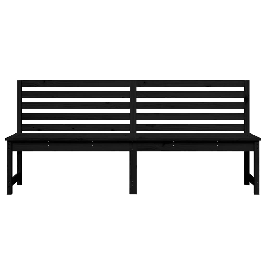 Garden Bench Black 201.5 cm Solid Wood Pine