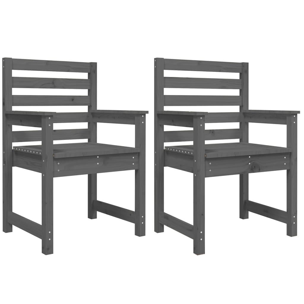 Garden Chairs 2 pcs Grey 60x48x91 cm Solid Wood Pine