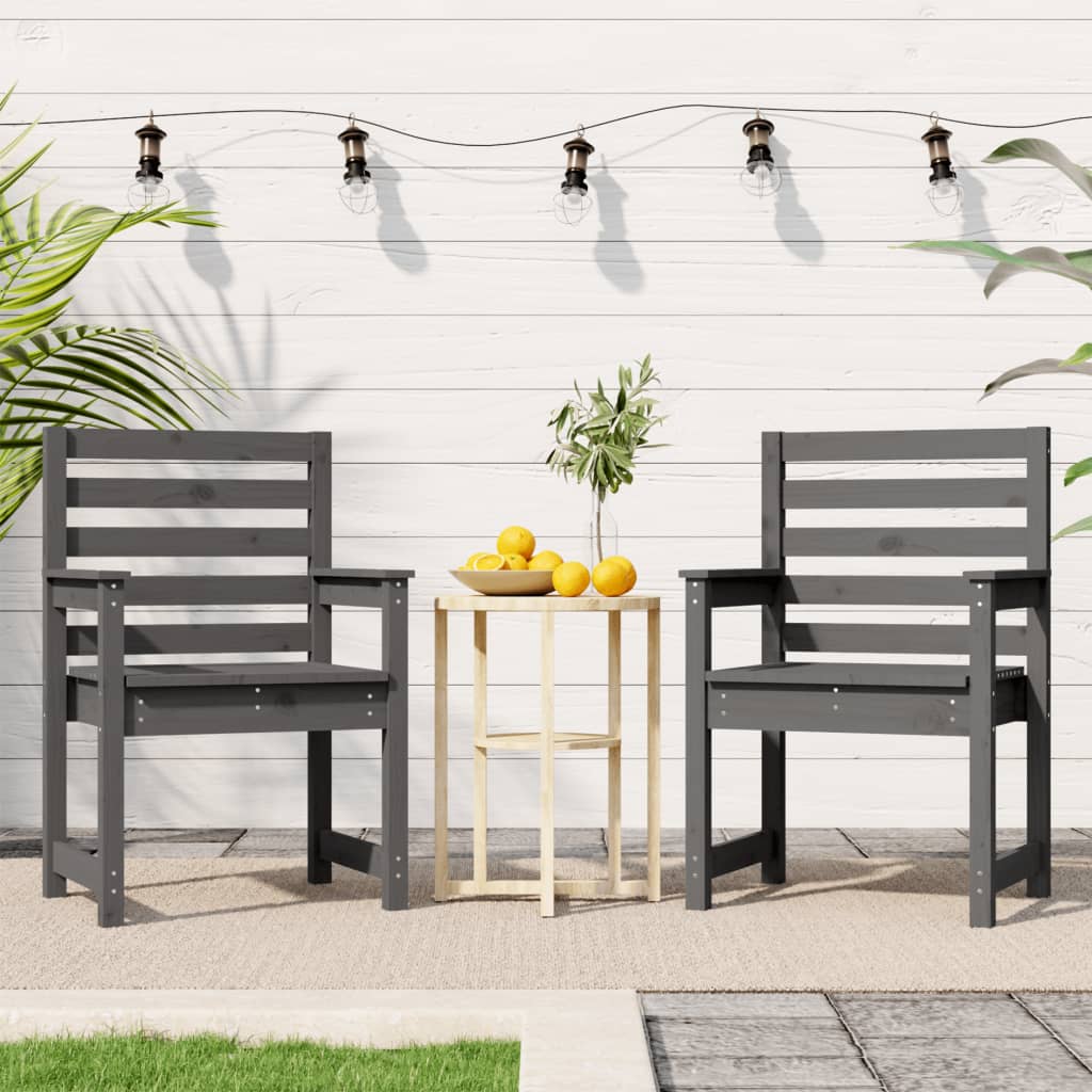 Garden Chairs 2 pcs Grey 60x48x91 cm Solid Wood Pine