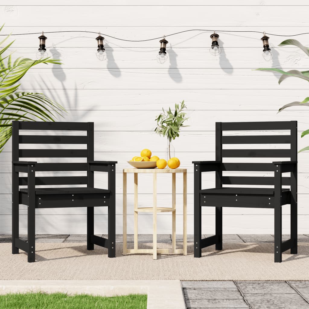 Garden Chairs 2 pcs Black 60x48x91 cm Solid Wood Pine