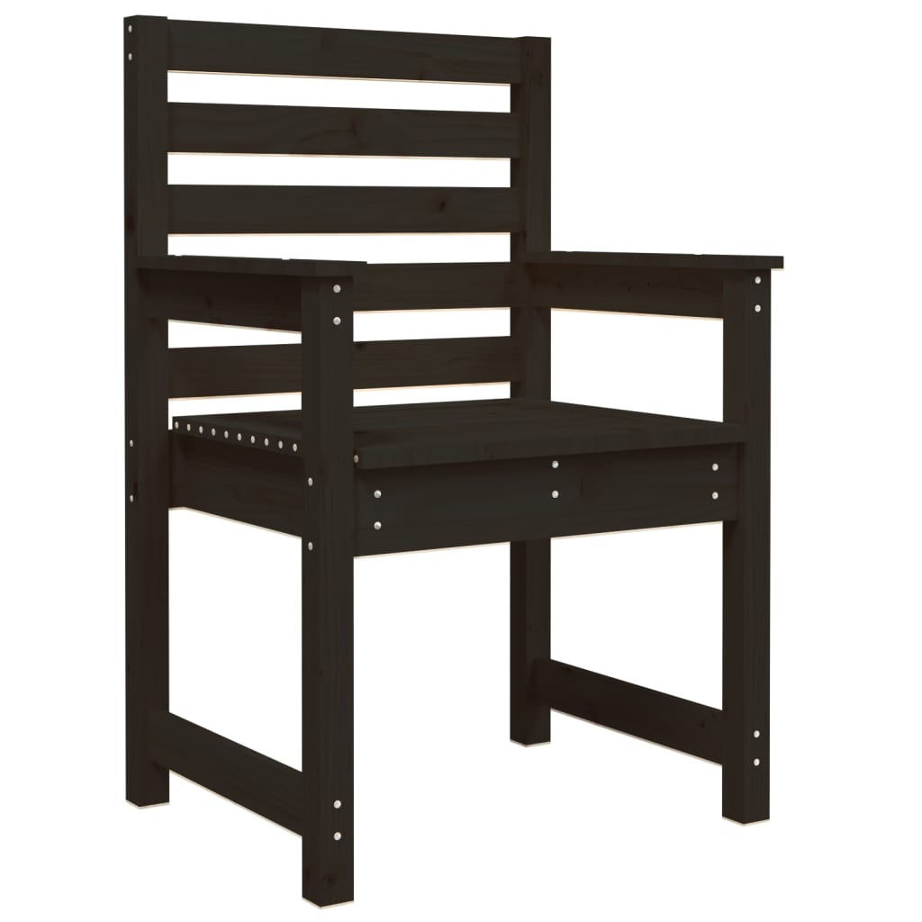 Garden Chairs 2 pcs Black 60x48x91 cm Solid Wood Pine