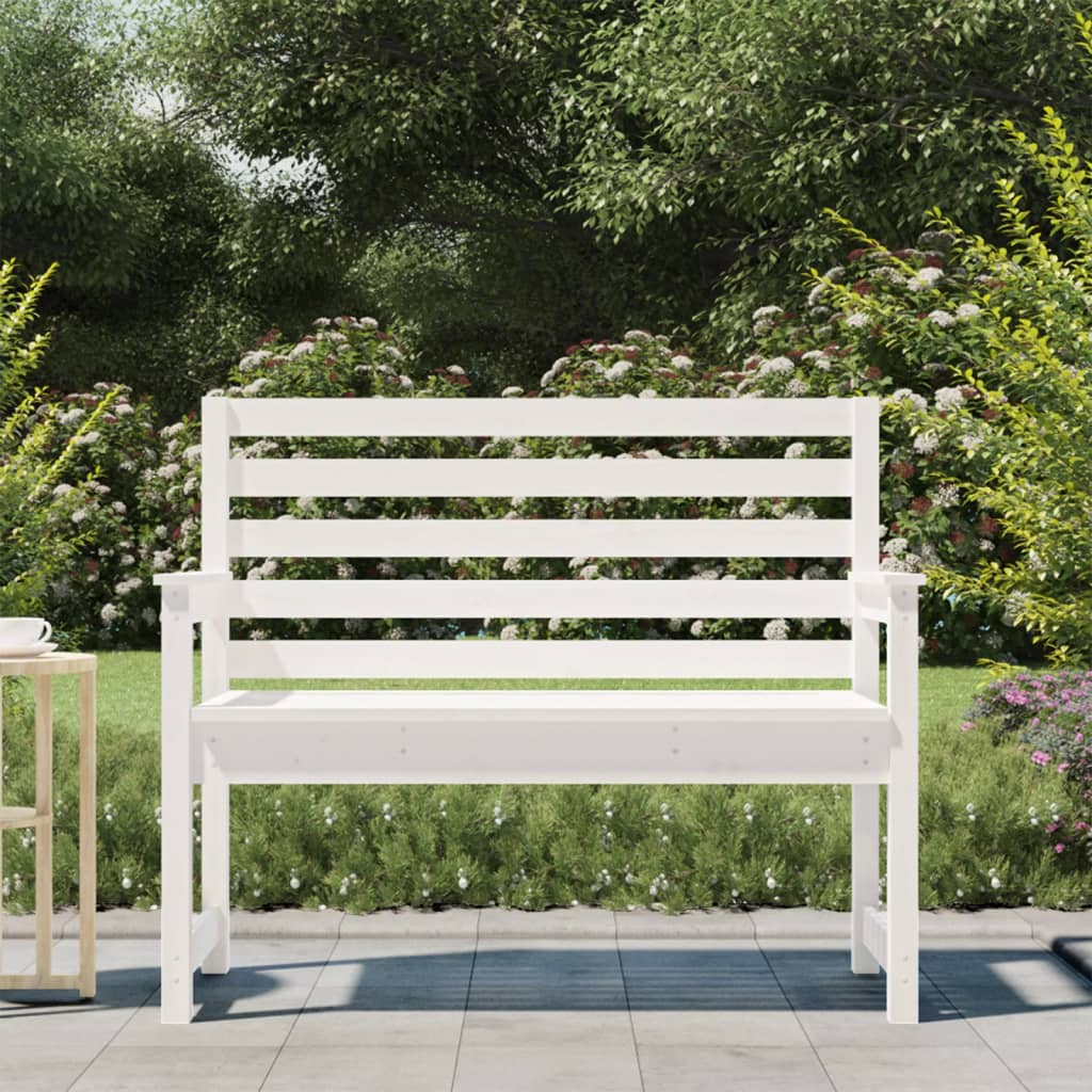 Garden Bench White 109x48x91.5 cm Solid Wood Pine