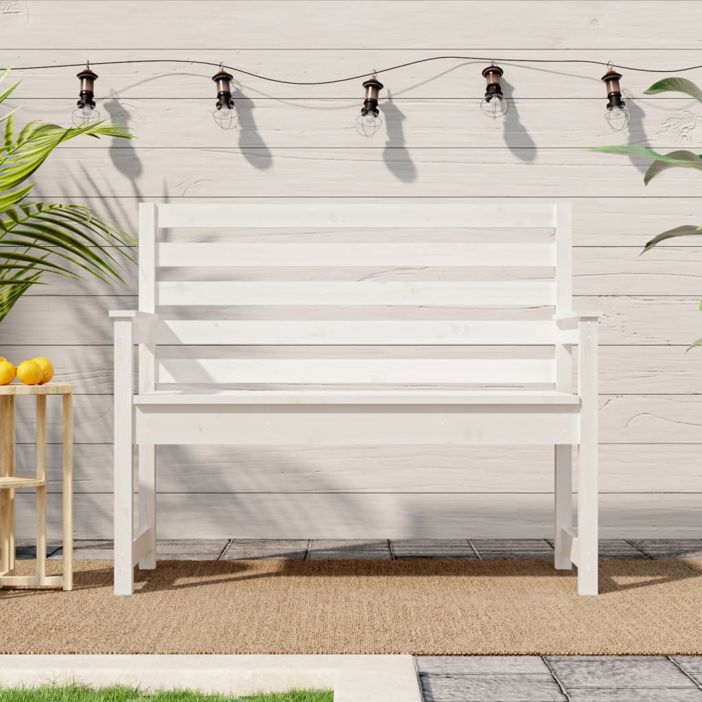 Garden Bench White 109x48x91.5 cm Solid Wood Pine