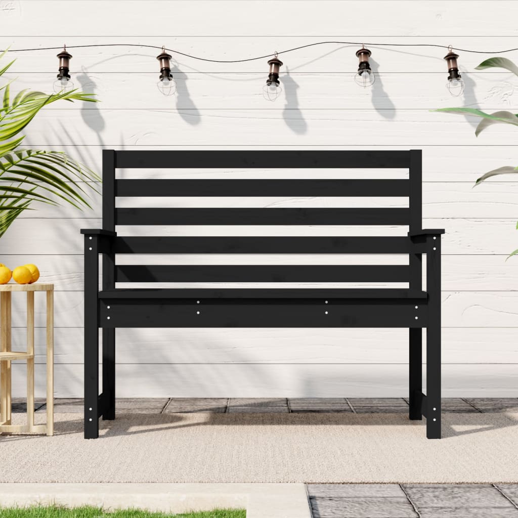 Garden Bench Black 109x48x91.5 cm Solid Wood Pine