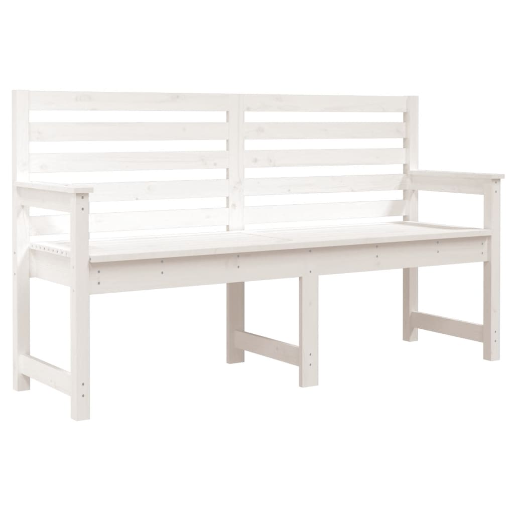 Garden Bench White 159.5x48x91.5 cm Solid Wood Pine