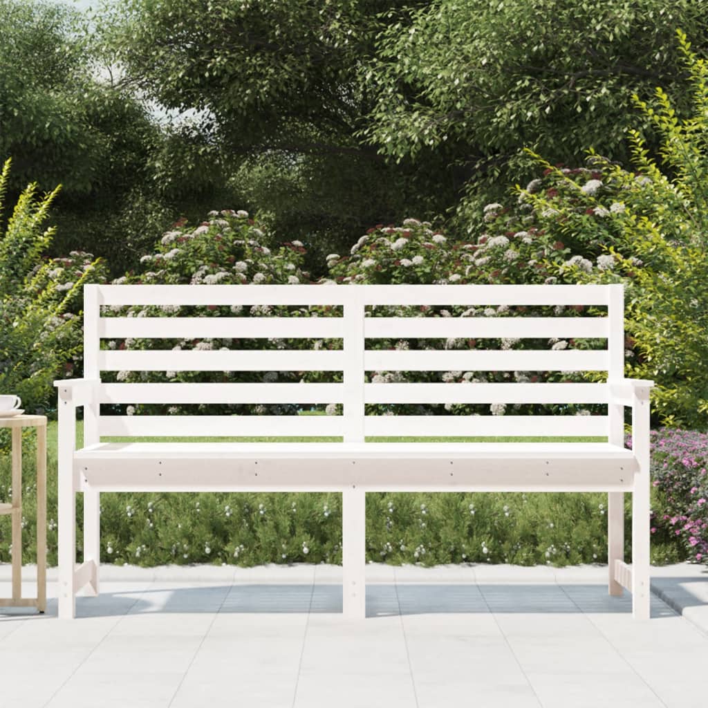 Garden Bench White 159.5x48x91.5 cm Solid Wood Pine