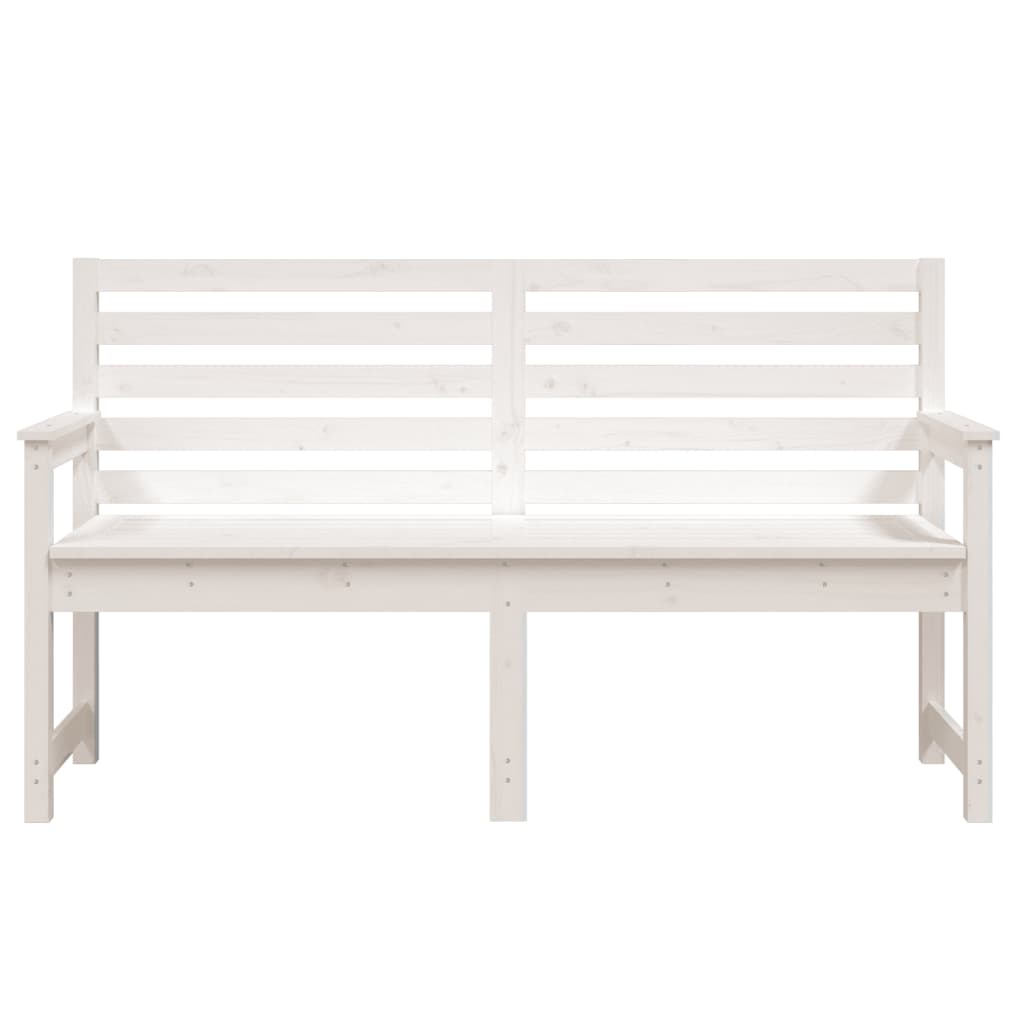 Garden Bench White 159.5x48x91.5 cm Solid Wood Pine