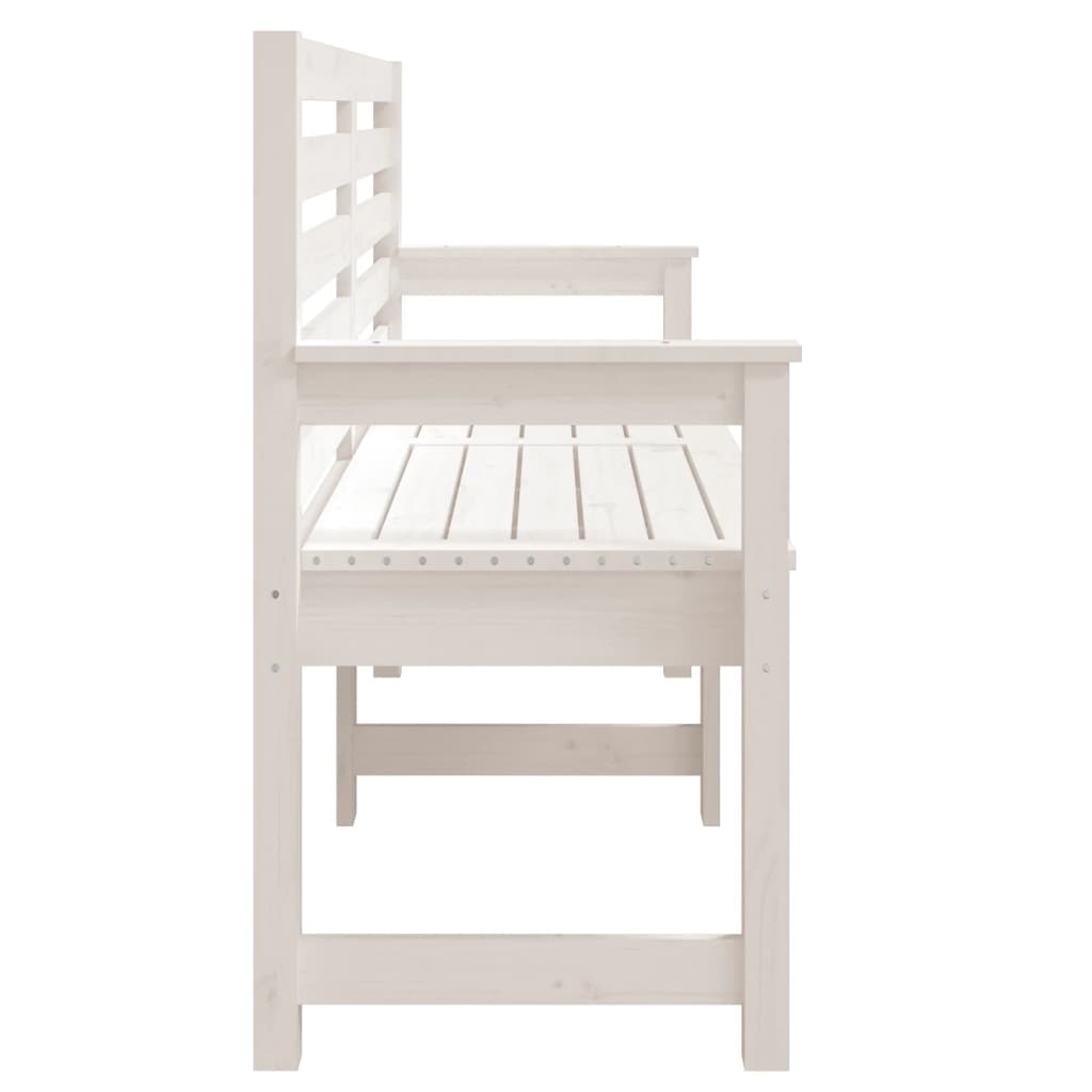 Garden Bench White 159.5x48x91.5 cm Solid Wood Pine