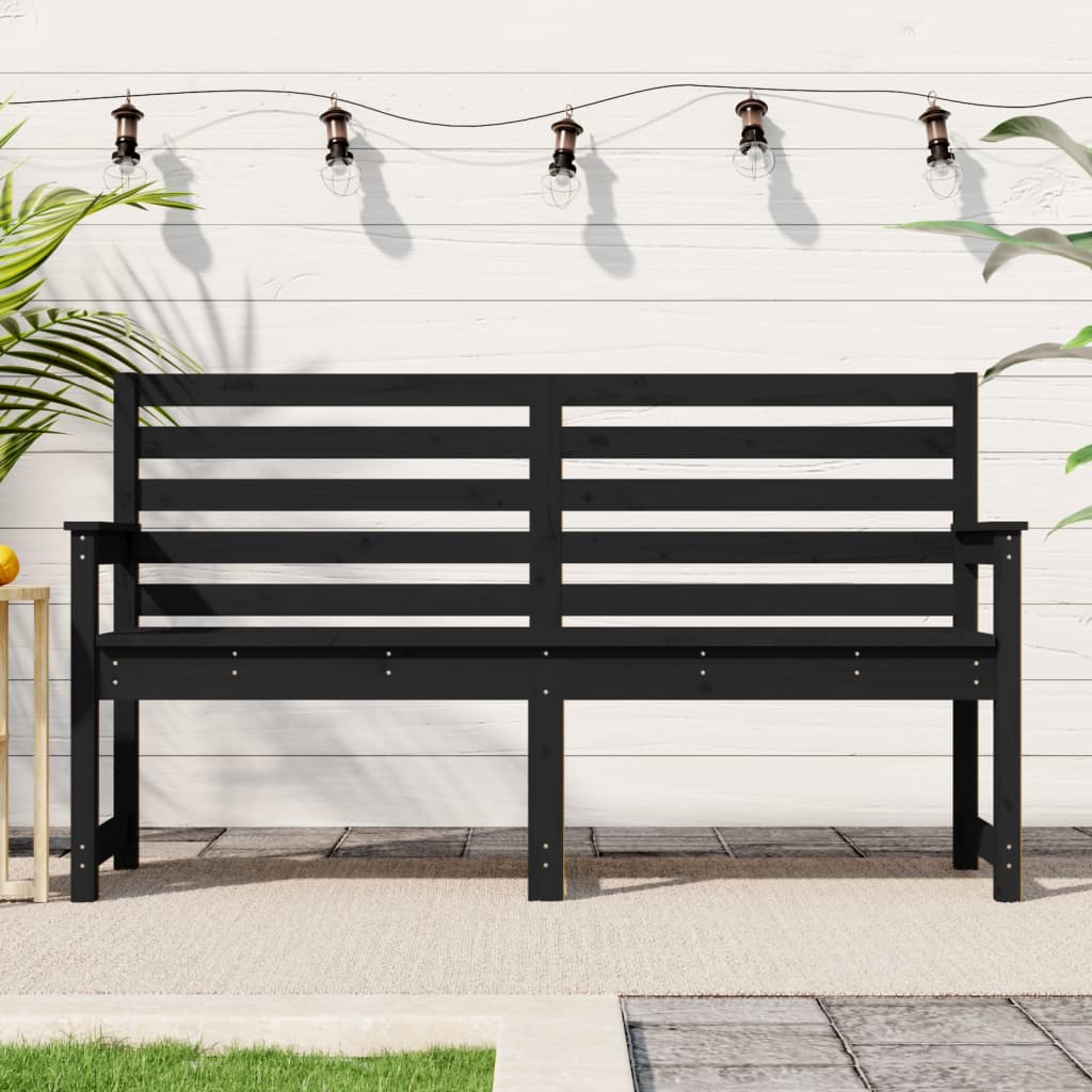 Garden Bench Black 159.5x48x91.5 cm Solid Wood Pine