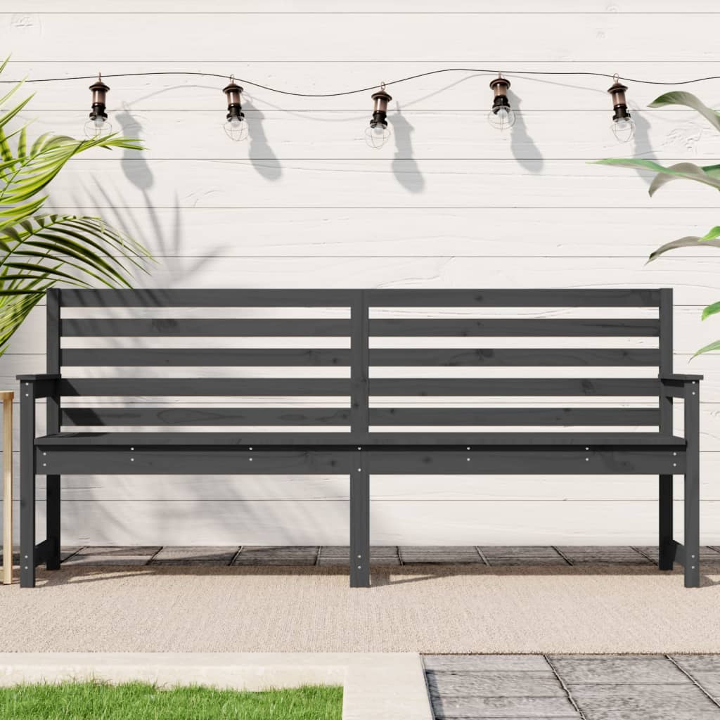 Garden Bench Grey 203.5x48x91.5 cm Solid Wood Pine