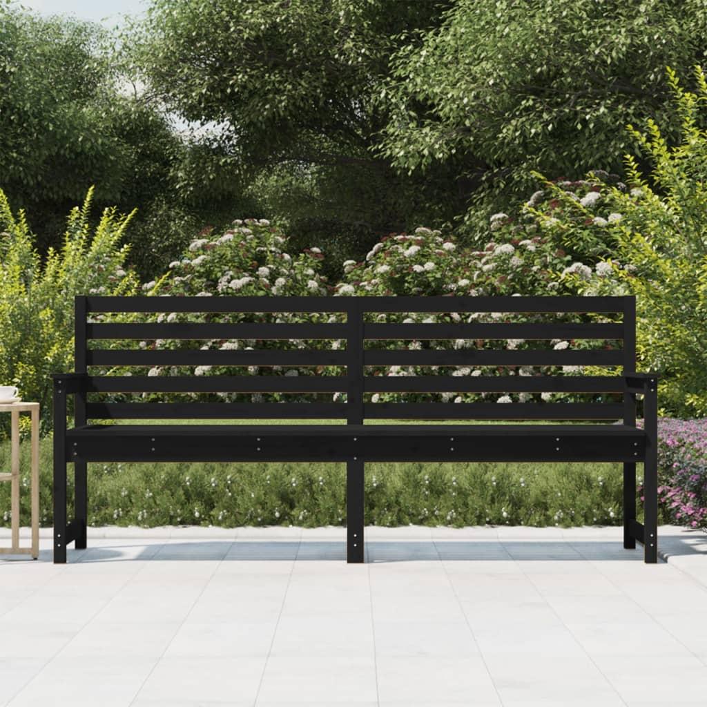 Garden Bench Black 203.5x48x91.5 cm Solid Wood Pine