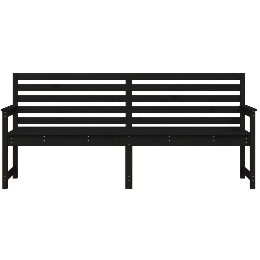 Garden Bench Black 203.5x48x91.5 cm Solid Wood Pine