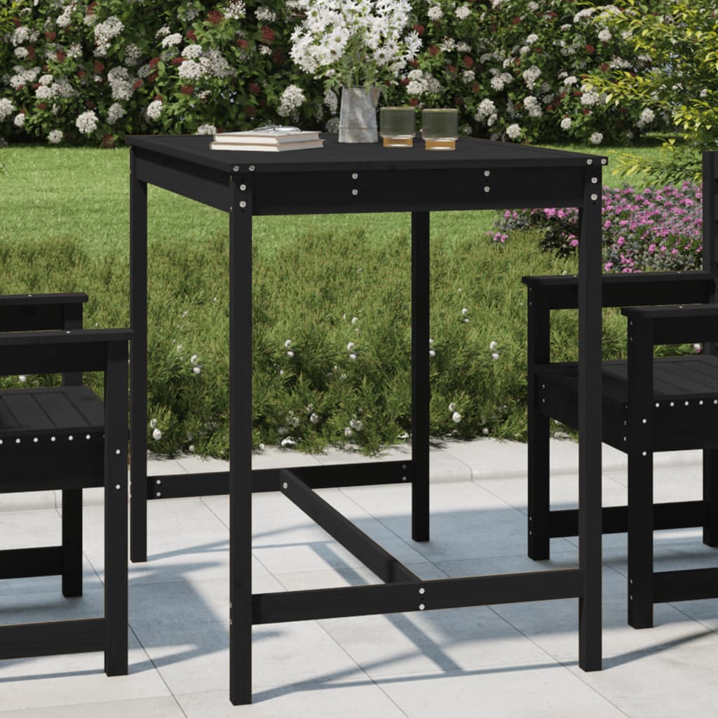 Garden Table Black 121x82.5x110 cm Solid Wood Pine