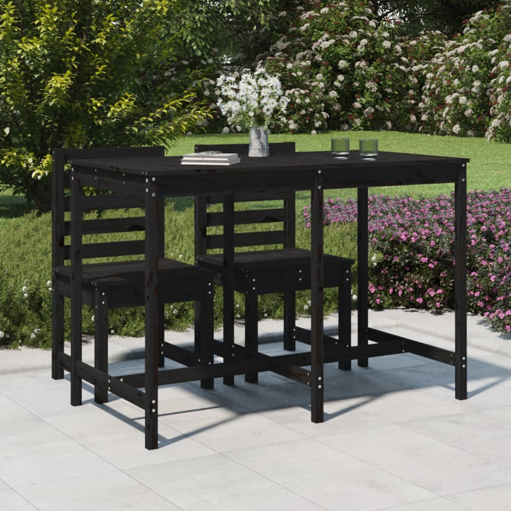 Garden Table Black 159.5x82.5x110 cm Solid Wood Pine