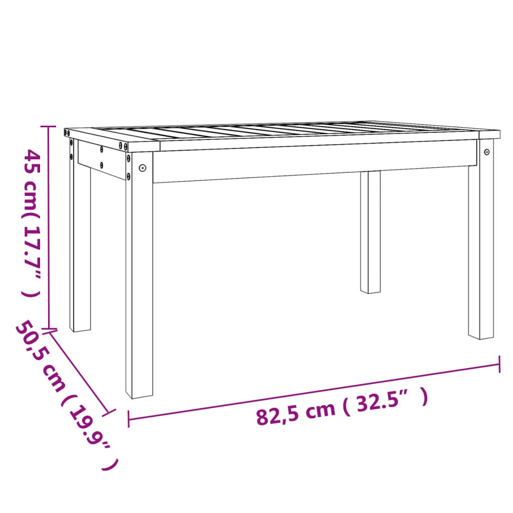 Garden Table Grey 82.5x50.5x45 cm Solid Wood Pine