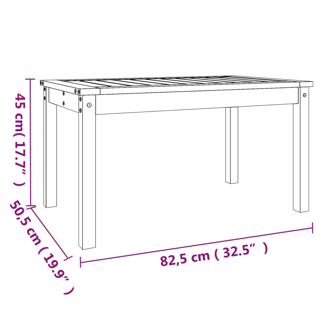 Garden Table Black 82.5x50.5x45 cm Solid Wood Pine