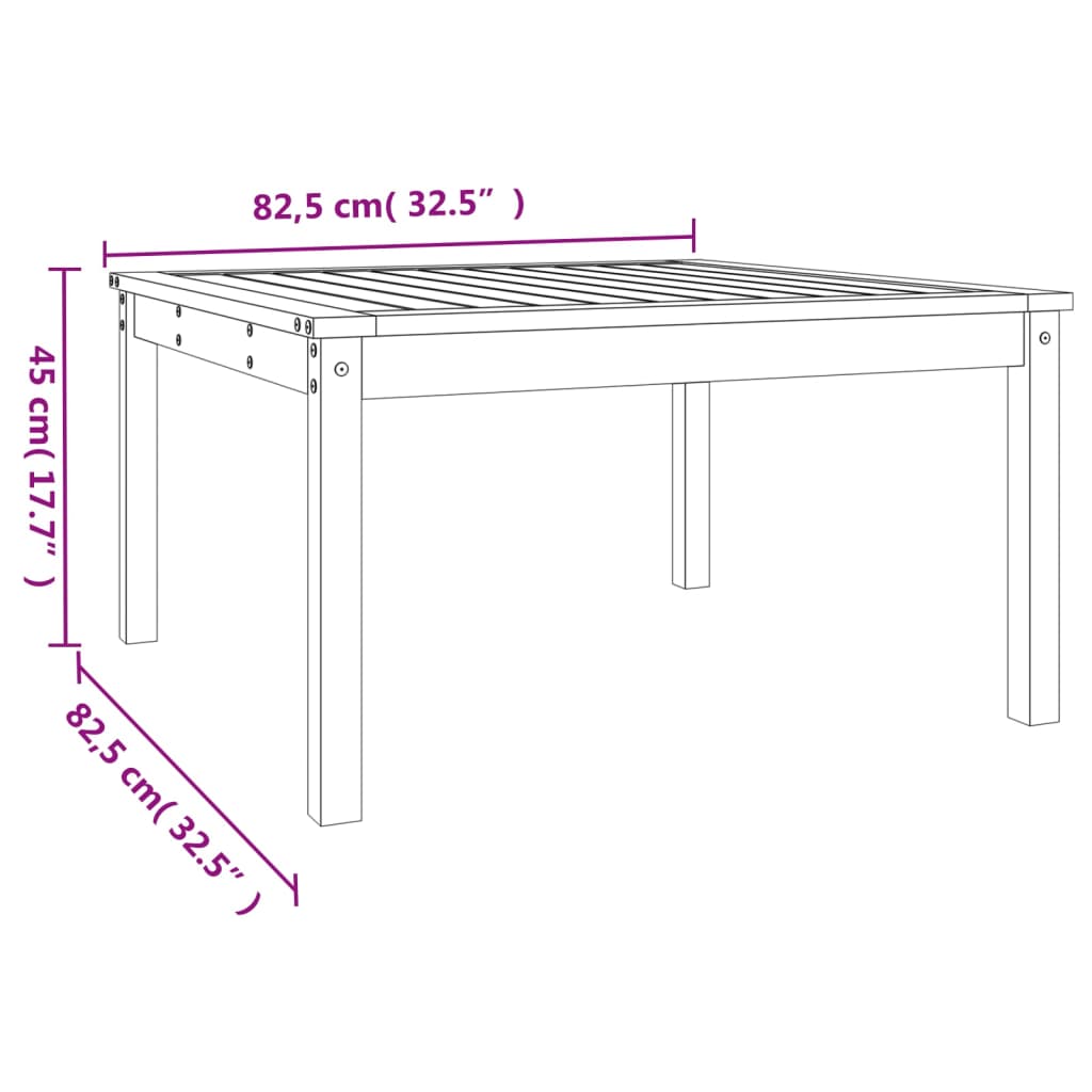 Garden Table 82.5x82.5x45 cm Solid Wood Pine