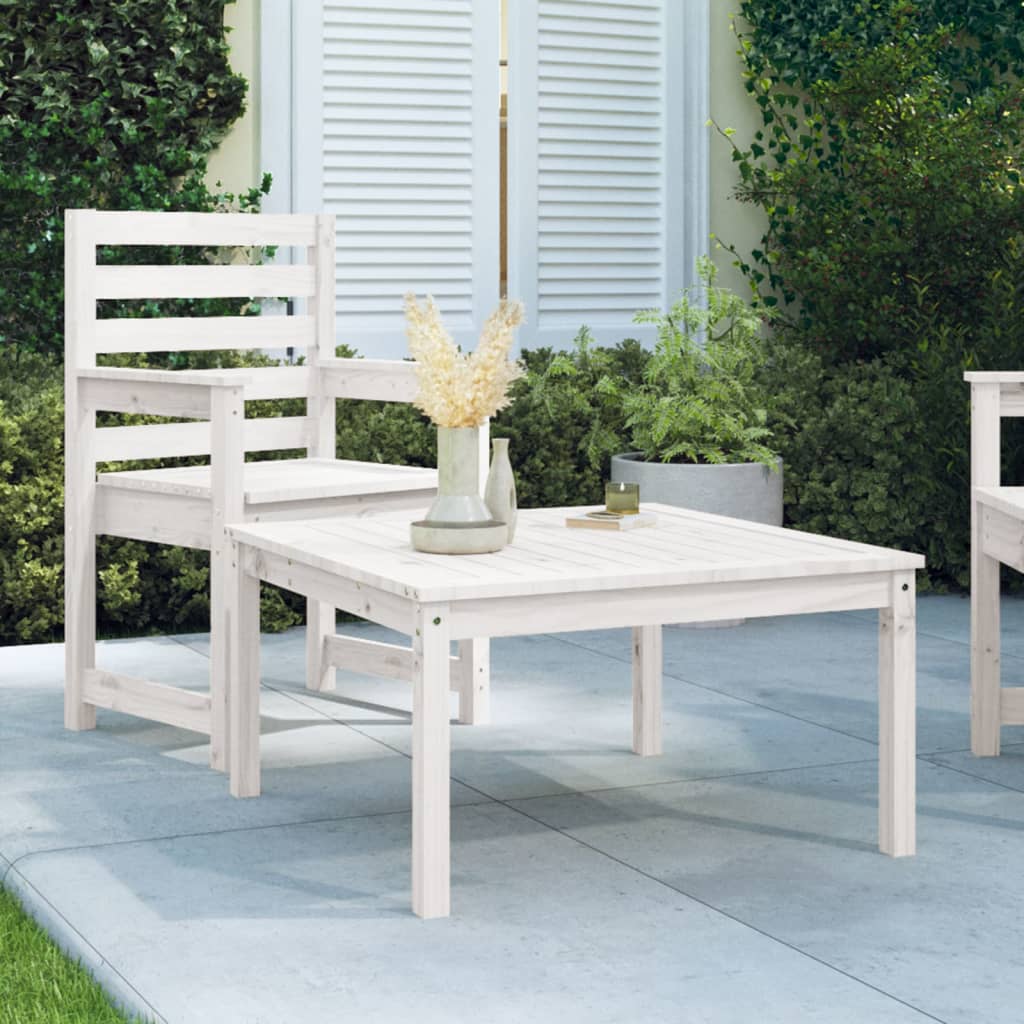 Garden Table White 82.5x82.5x45 cm Solid Wood Pine